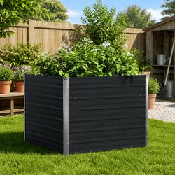 Raised Garden Bed Square Planter Anthracite Galvanised Steel Open Bottom