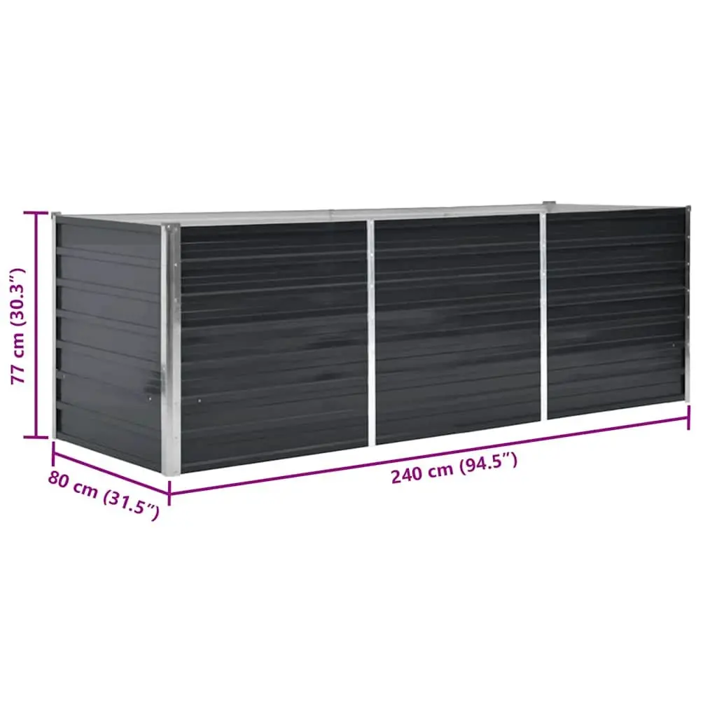 Anthracite Raised Garden Bed 240x80x77cm