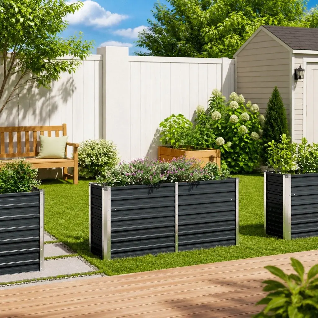 Anthracite Galvanised Steel Planter Box 160x40x77cm