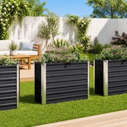 Durable Anthracite Galvanised Steel Garden Raised Bed 100x40x77 cm