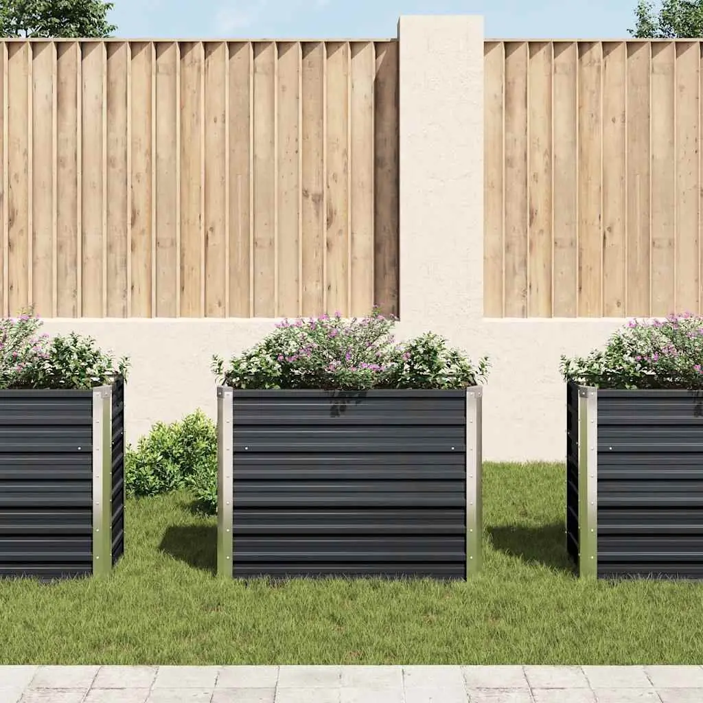Raised Garden Bed Galvanised Steel Anthracite 100x40x77 cm Outdoor Planter Box