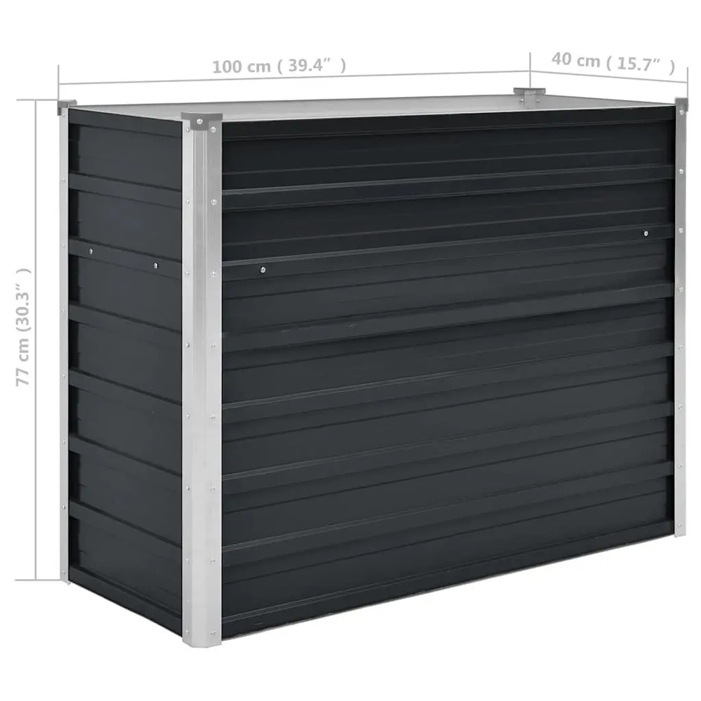 Raised Garden Bed Galvanised Steel Anthracite 100x40x77 cm Outdoor Planter Box