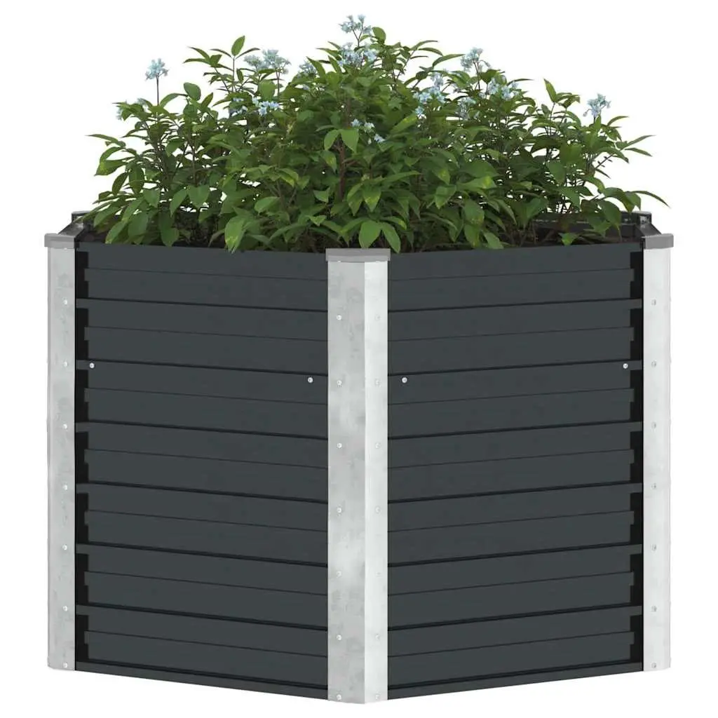 Raised Bed Planter Box Galvanised Steel Anthracite 129cm x 129cm x 77cm Outdoor