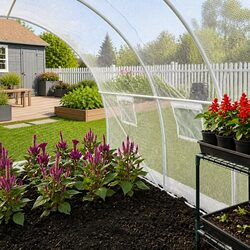 Sturdy White Greenhouse for Plants with Ventilation Windows