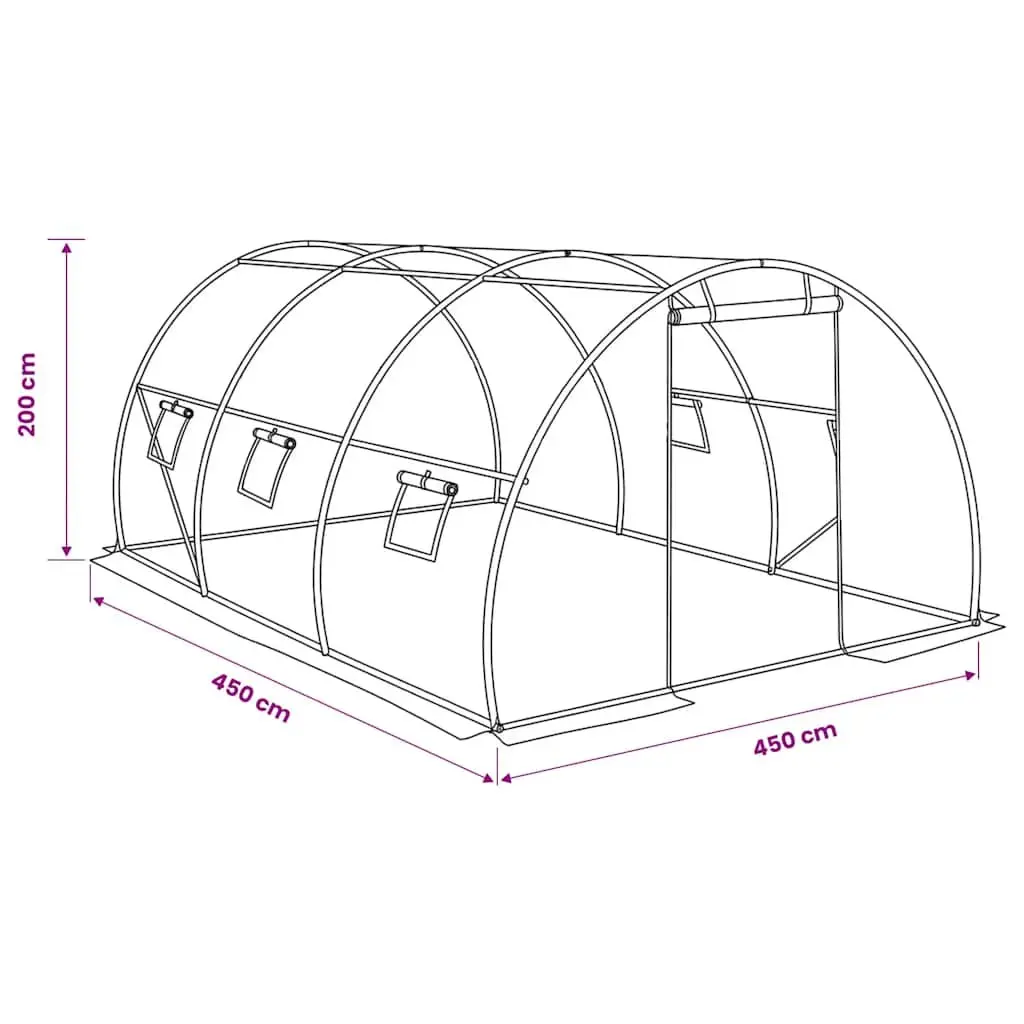 13.5m² Garden Greenhouse with Ventilation Windows