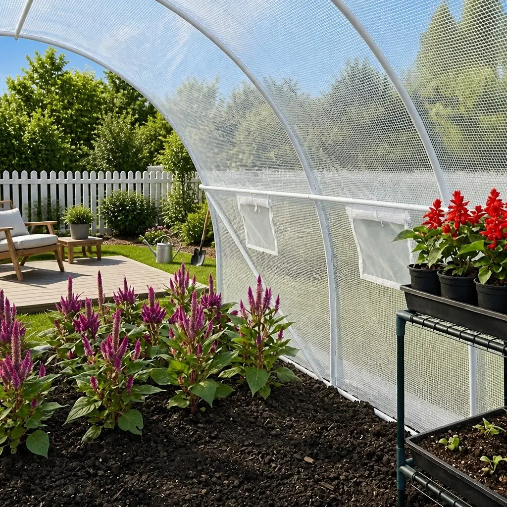 Greenhouse PE Mesh Fabric 900x300x200 cm White Galvanised Steel Frame