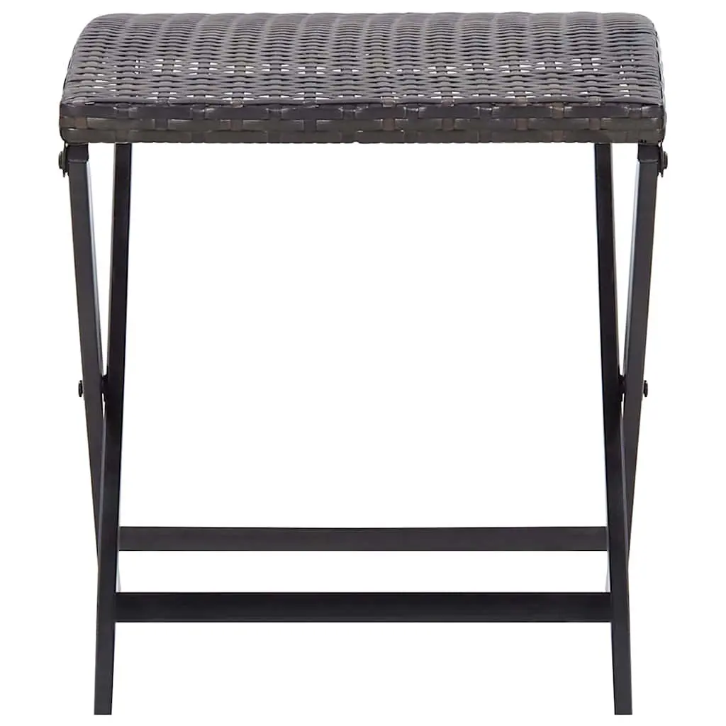 Brown Poly Rattan Folding Stool for Outdoor Use