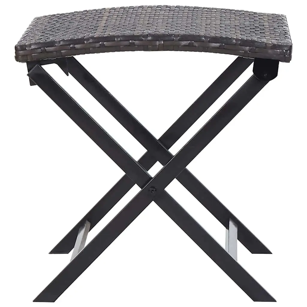Brown Poly Rattan Folding Stool for Outdoor Use
