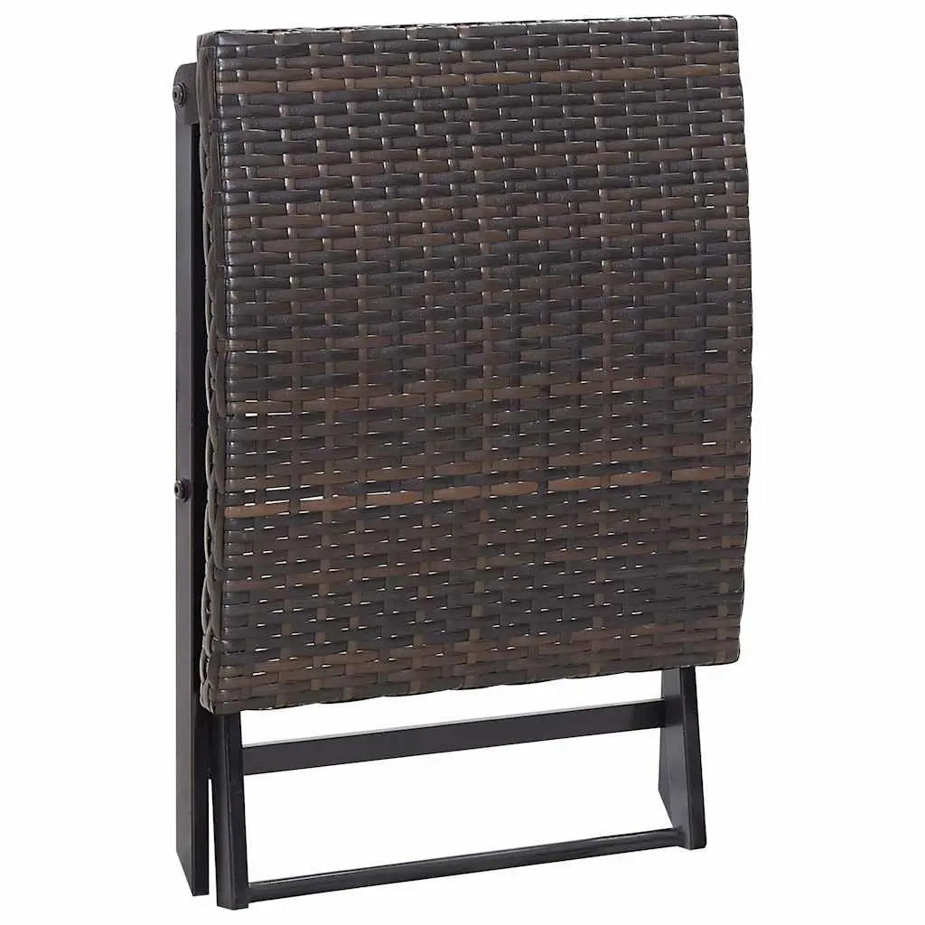 Brown Poly Rattan Folding Stool for Outdoor Use