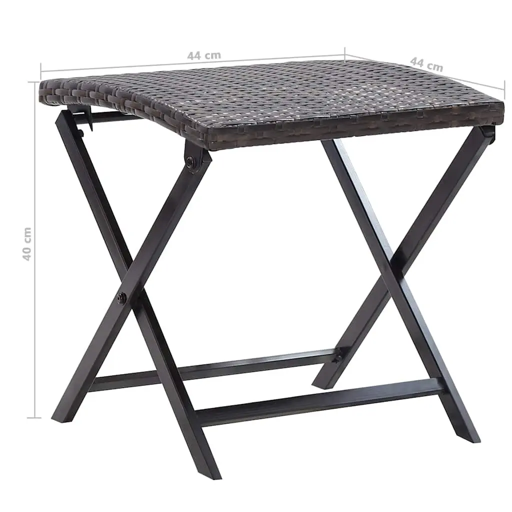 Brown Poly Rattan Folding Stool for Outdoor Use