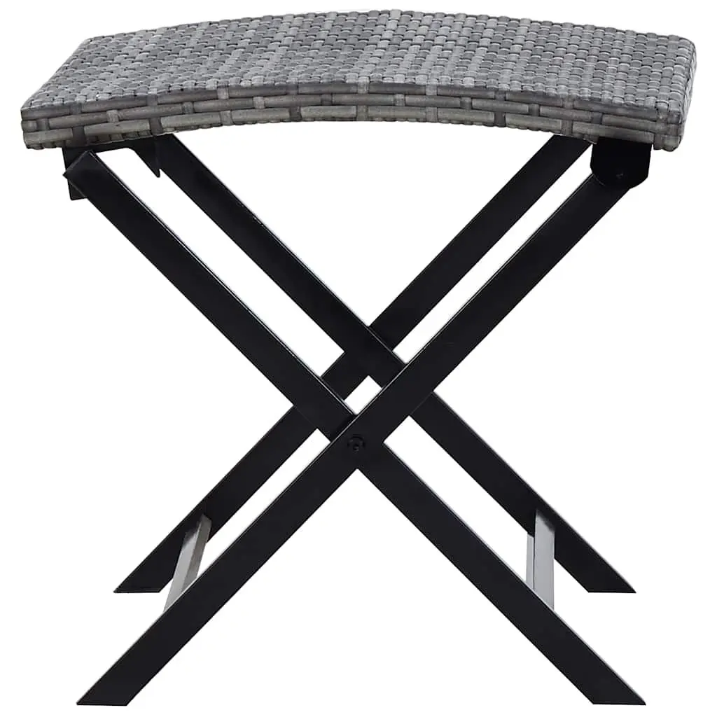 Portable Grey Rattan Folding Stool for Outdoor Use