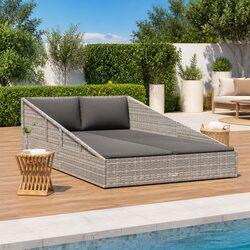 Premium 2-Person Outdoor Daybed in Grey Rattan