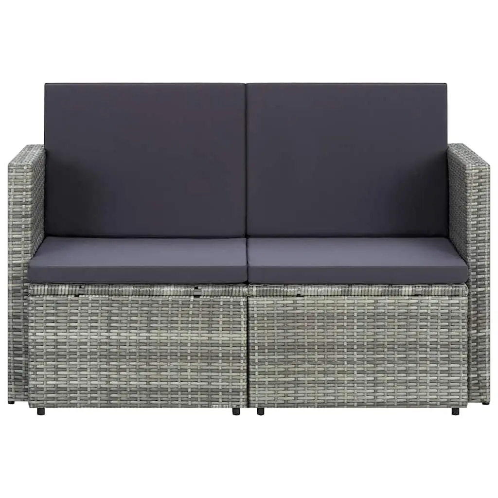 2 Seater Sofa Poly Rattan Grey Outdoor Patio Bench Seat