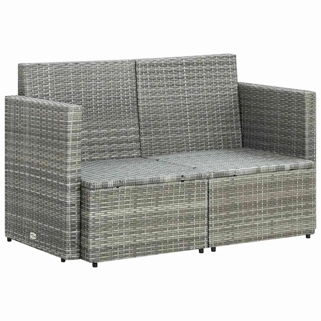 2 Seater Sofa Poly Rattan Grey Outdoor Patio Bench Seat