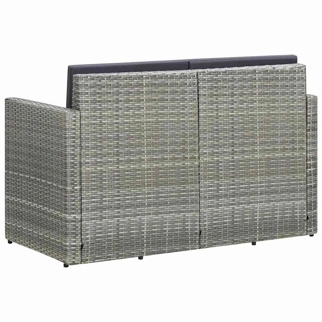 2 Seater Sofa Poly Rattan Grey Outdoor Patio Bench Seat