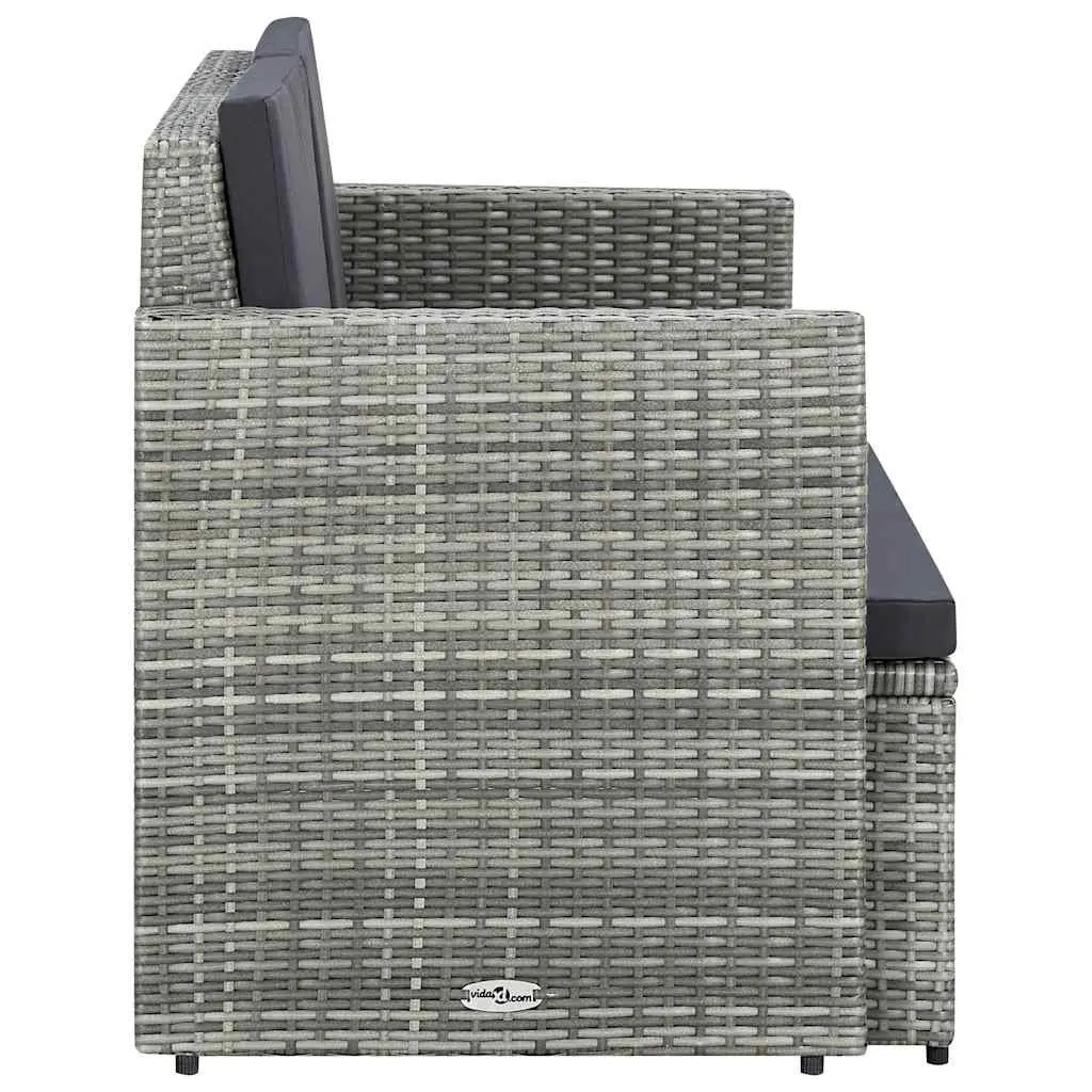 2 Seater Sofa Poly Rattan Grey Outdoor Patio Bench Seat