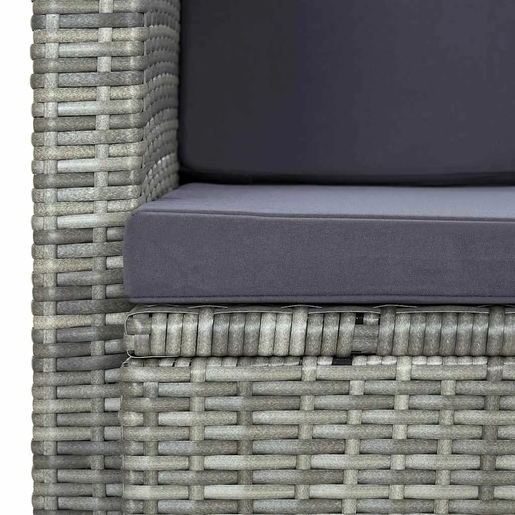 2 Seater Sofa Poly Rattan Grey Outdoor Patio Bench Seat