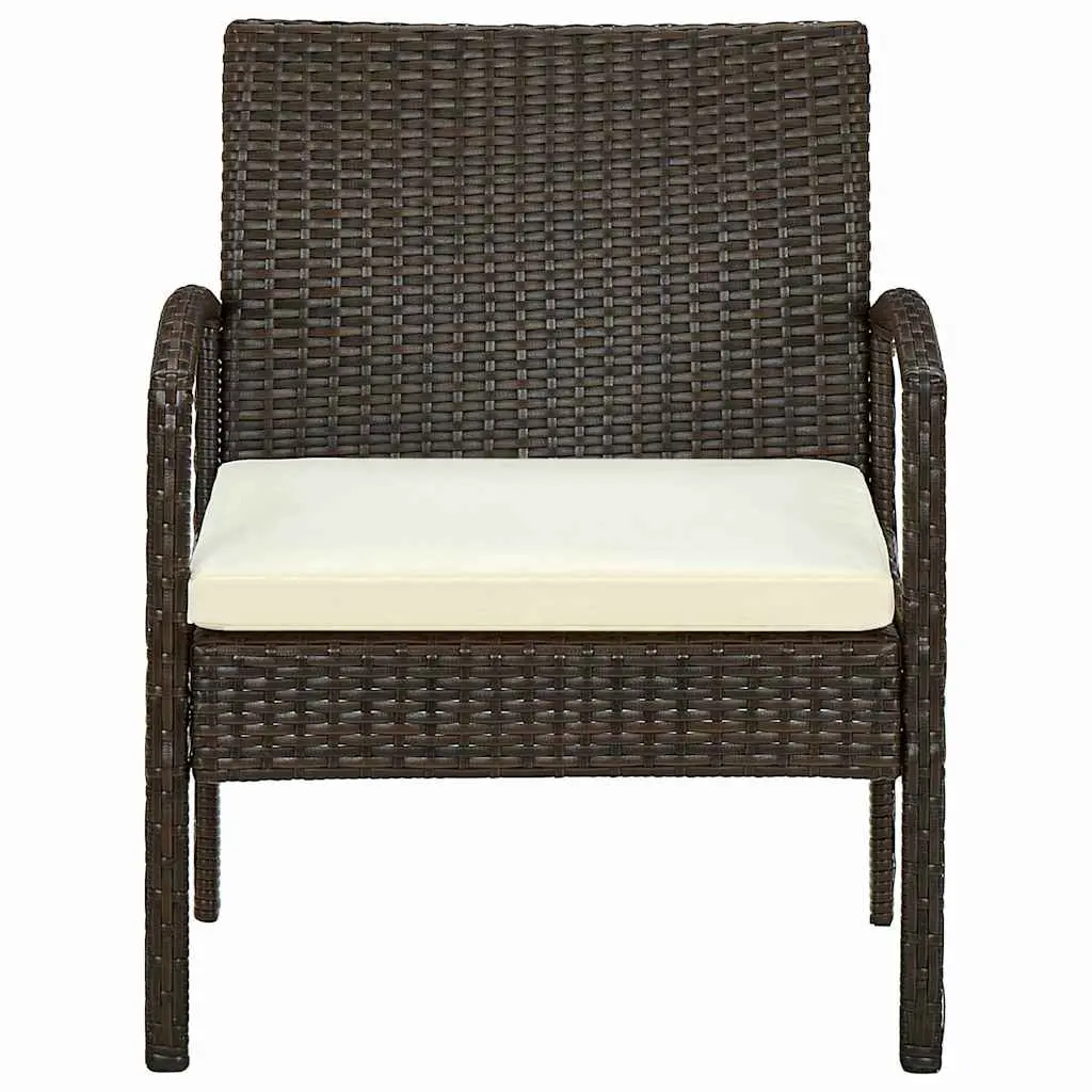 Outdoor Garden Chair Poly Rattan Brown with Padded Cushion