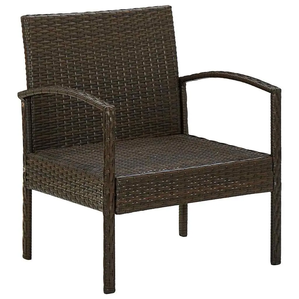 Outdoor Garden Chair Poly Rattan Brown with Padded Cushion