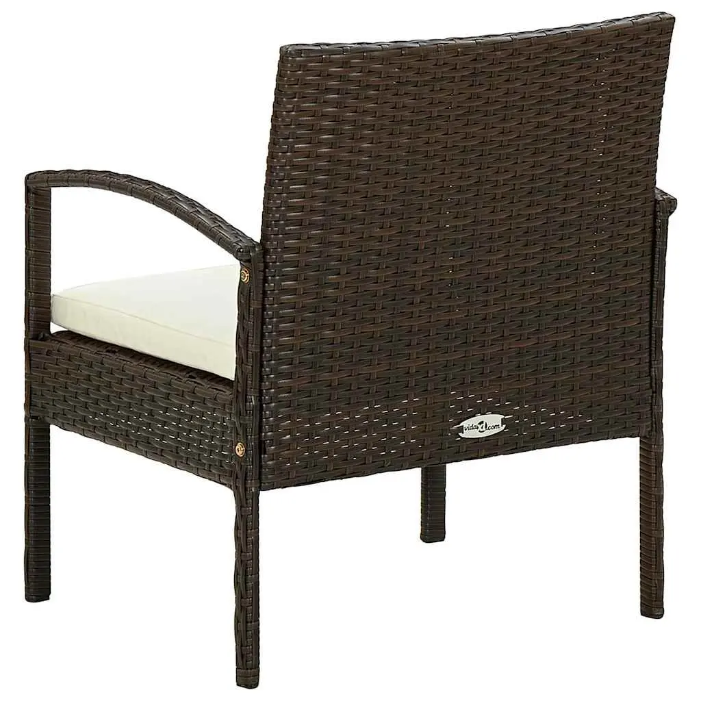 Outdoor Garden Chair Poly Rattan Brown with Padded Cushion