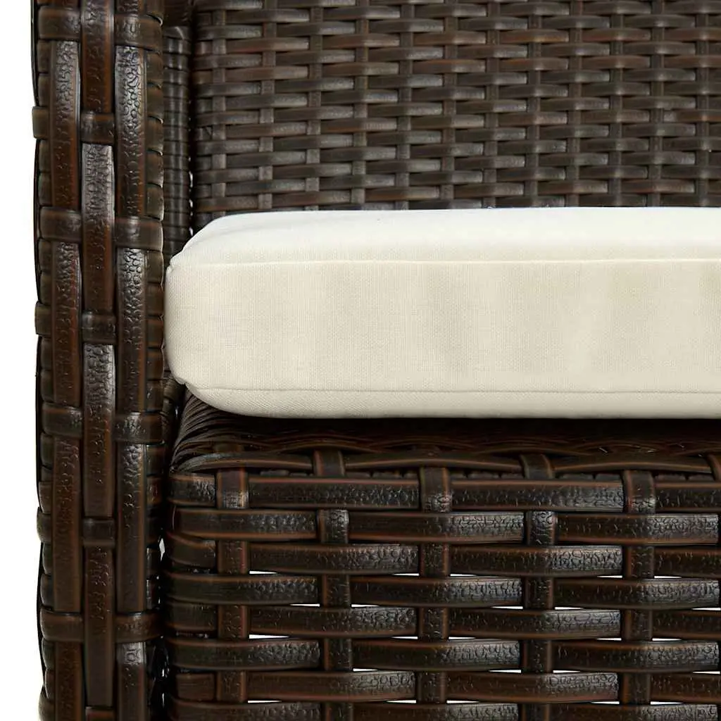 Outdoor Garden Chair Poly Rattan Brown with Padded Cushion