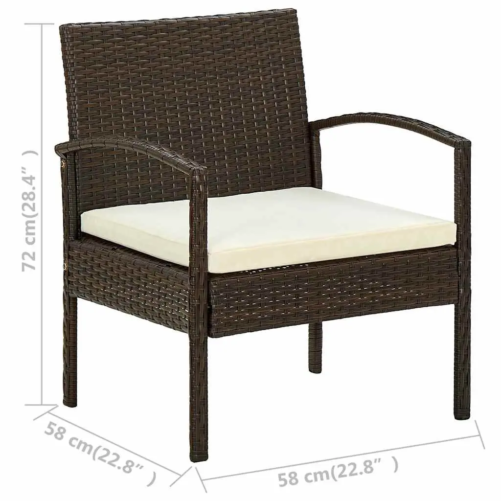 Outdoor Garden Chair Poly Rattan Brown with Padded Cushion