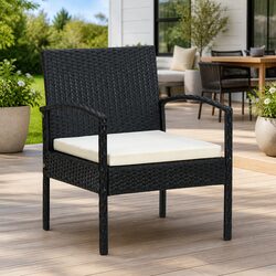 Black Patio Seating Armchair with Cushion - Durable Design
