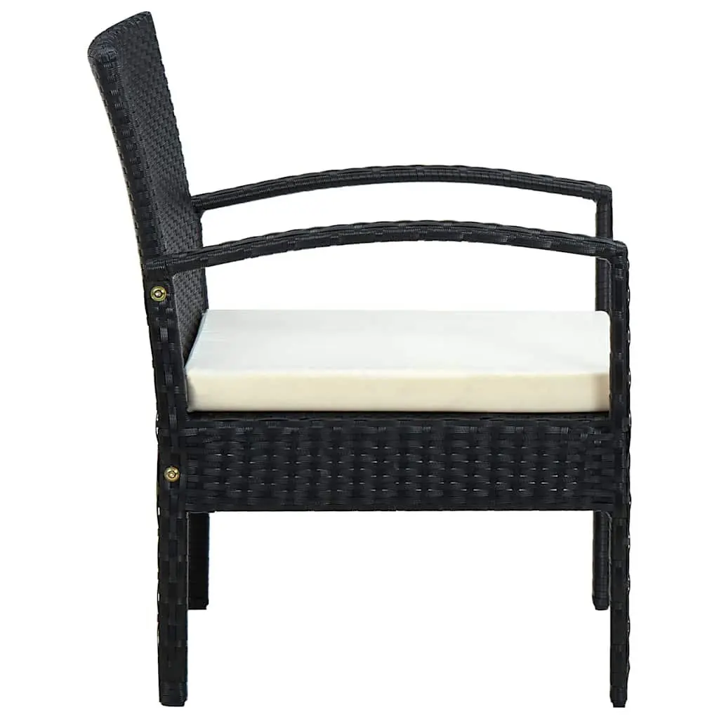 Outdoor Garden Chair with Cushion PE Rattan Black Patio Seating Armchair
