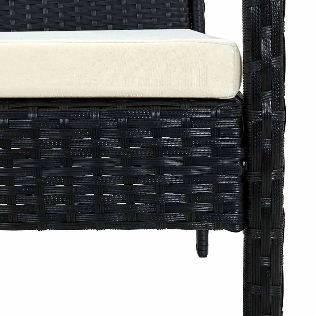 Outdoor Garden Chair with Cushion PE Rattan Black Patio Seating Armchair