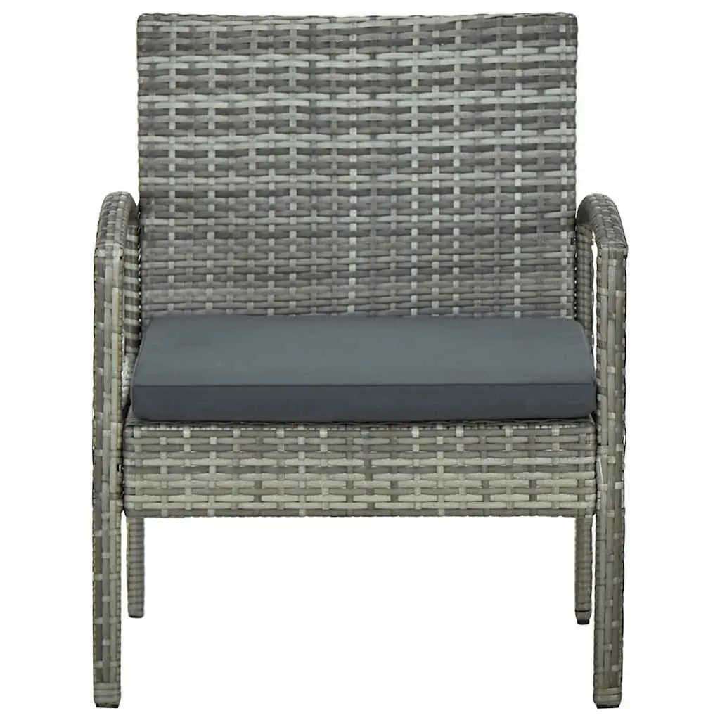 Outdoor Garden Chair Grey PE Rattan Powder Coated Steel Armchair with Padded Seat Cushion