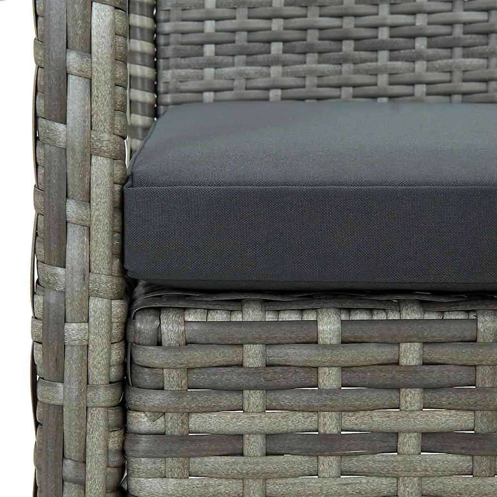 Outdoor Garden Chair Grey PE Rattan Powder Coated Steel Armchair with Padded Seat Cushion
