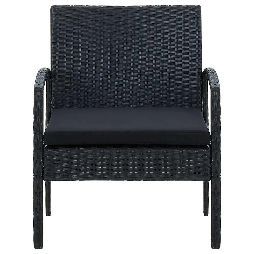 Garden Chair PE Rattan Black Powder-coated Steel with Cushion