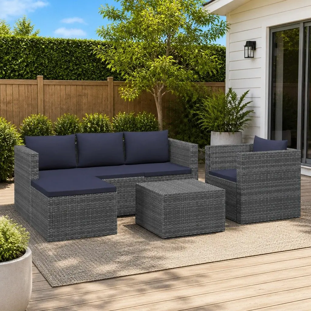 4 Piece Poly Rattan Garden Lounge Set