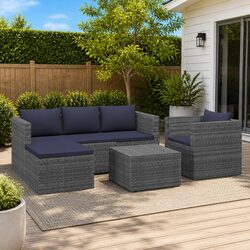 Stylish 4 Piece Poly Rattan Garden Lounge Set