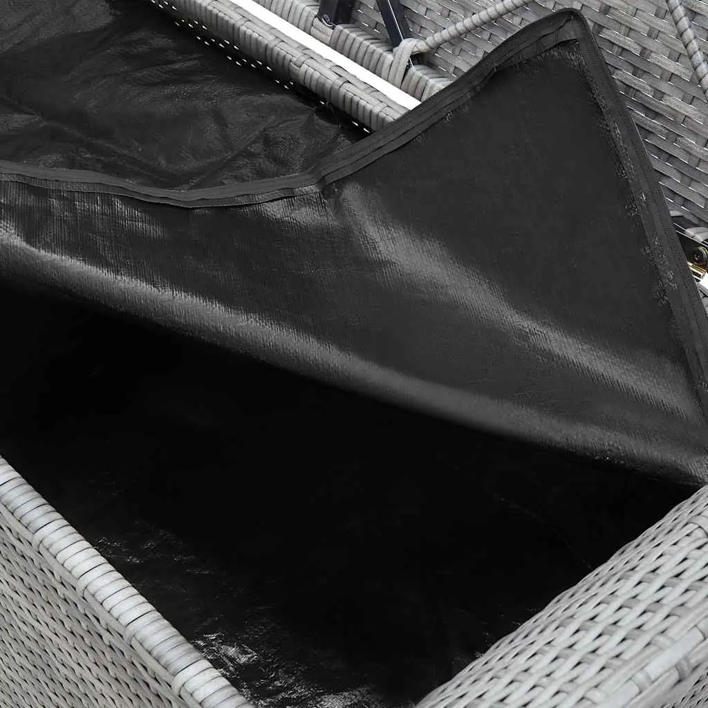 Grey Garden Rattan Storage Bench with Cushion