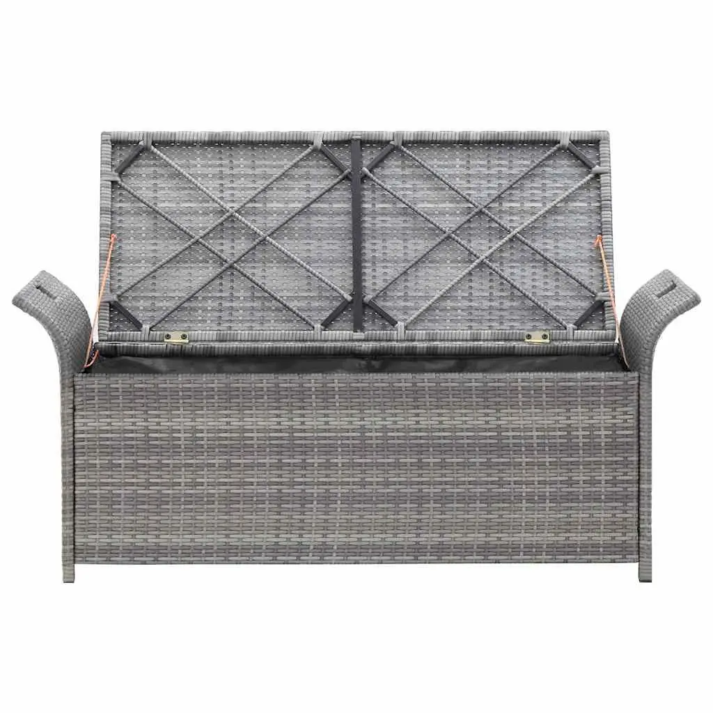 Grey Garden Rattan Storage Bench with Cushion