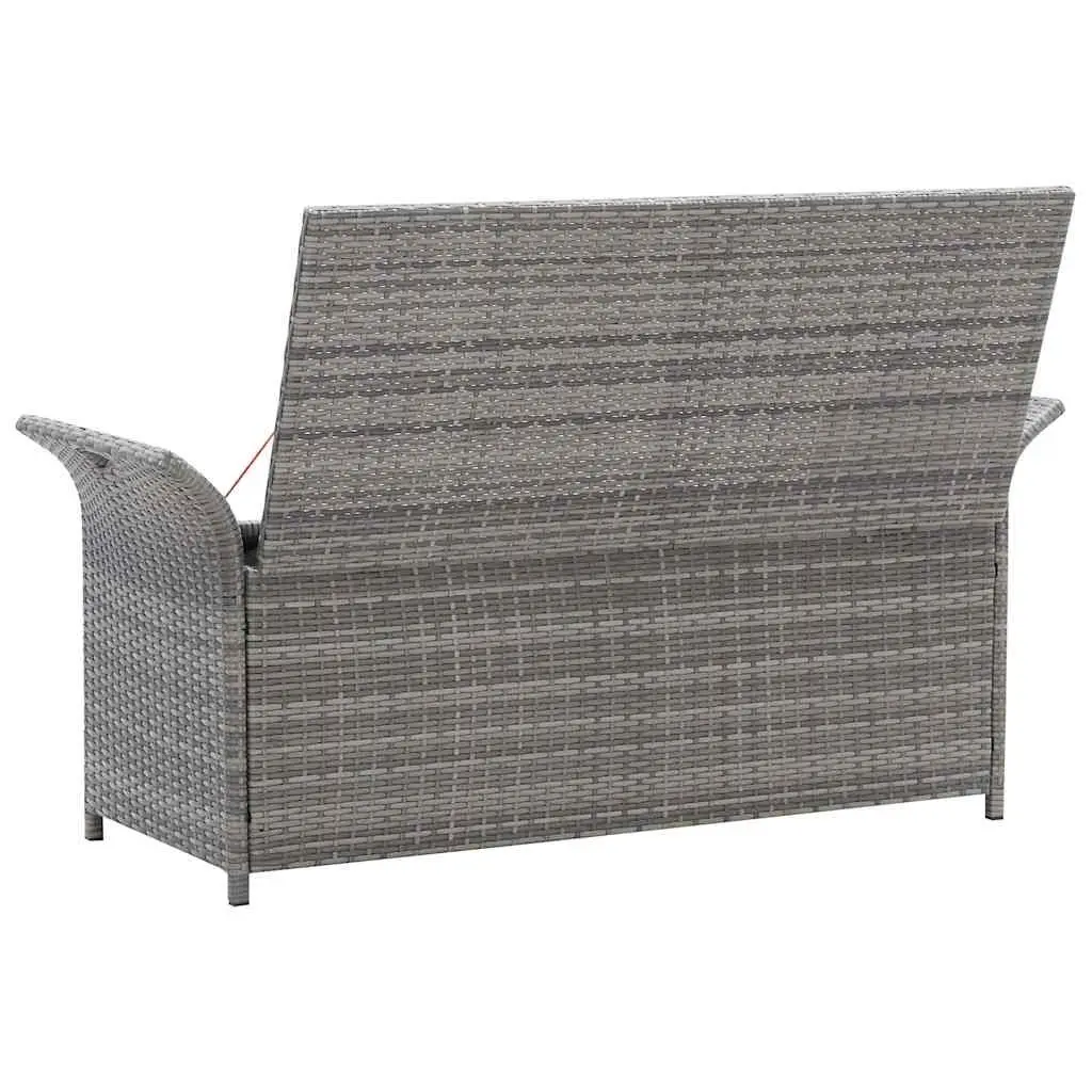 Grey Garden Rattan Storage Bench with Cushion