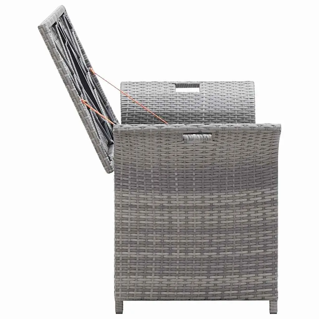 Grey Garden Rattan Storage Bench with Cushion