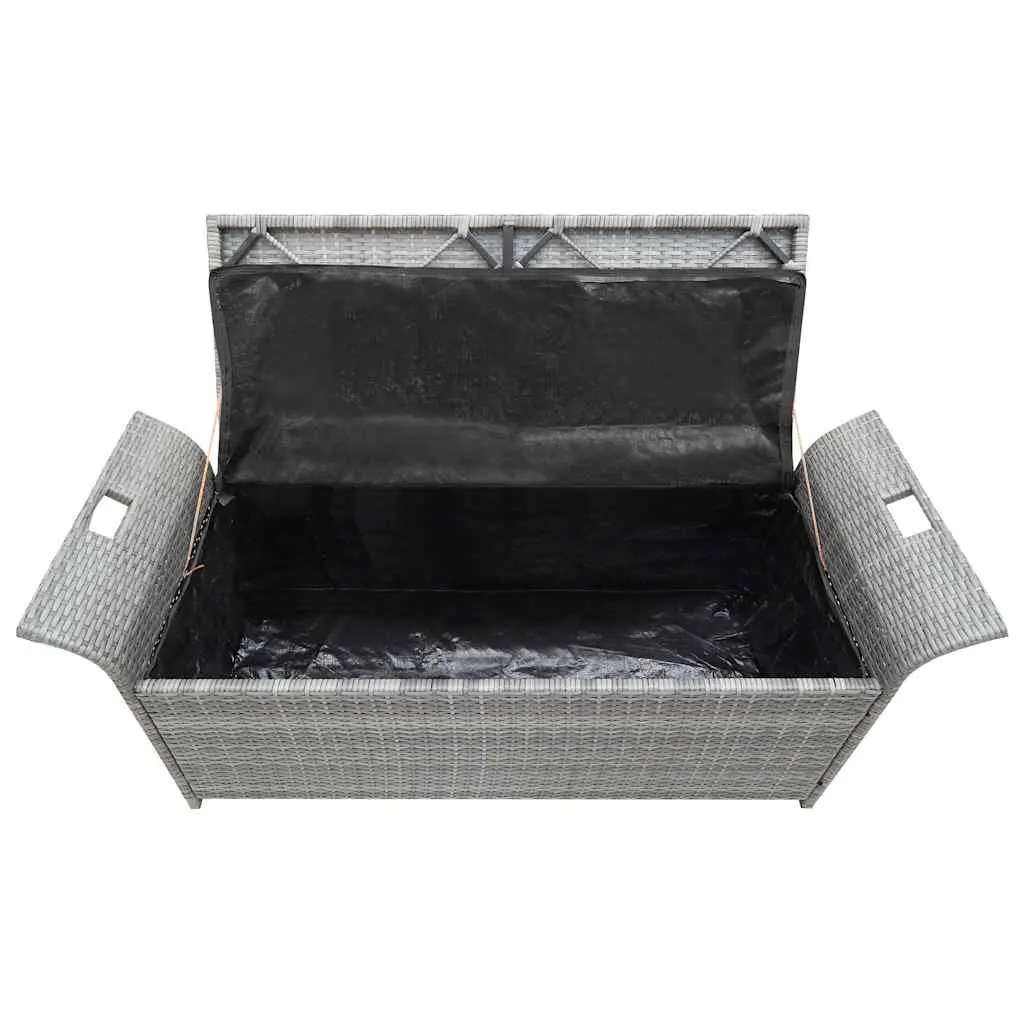 Grey Garden Rattan Storage Bench with Cushion