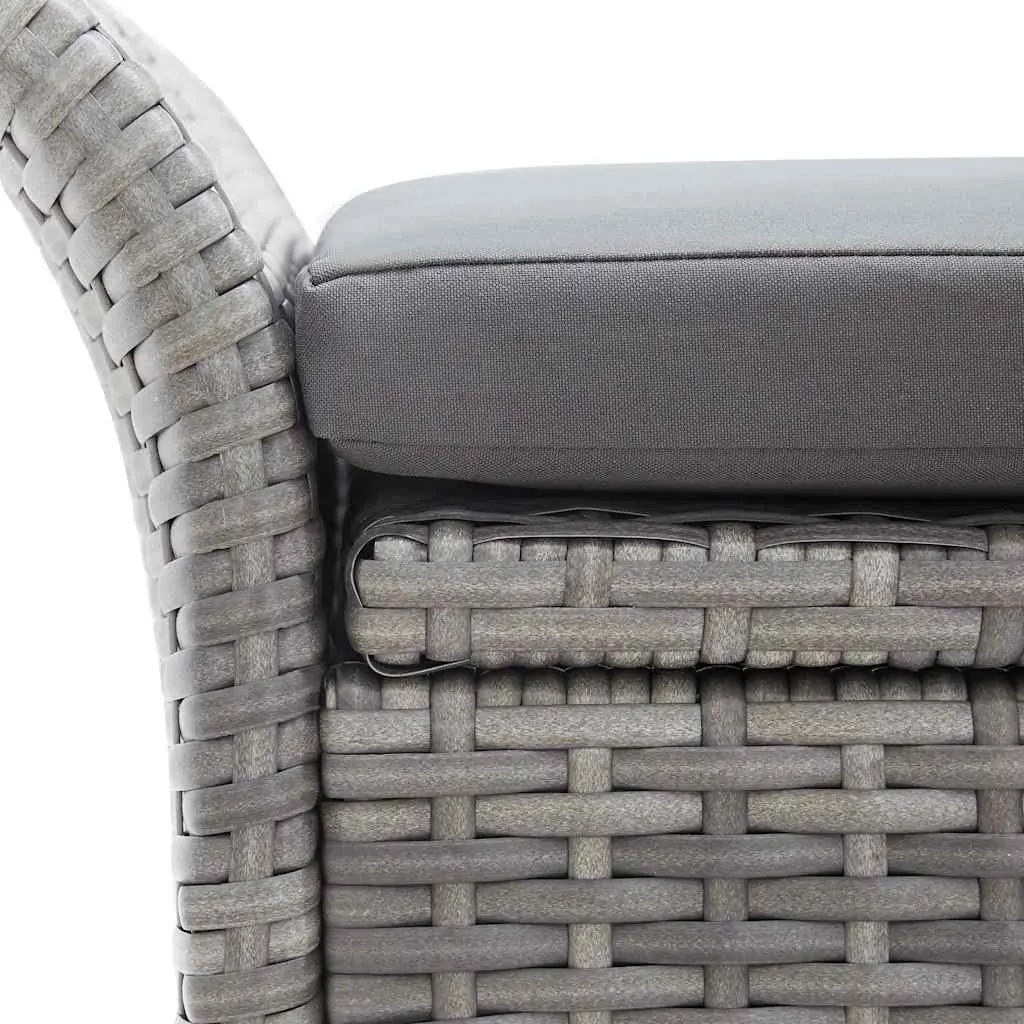 Grey Garden Rattan Storage Bench with Cushion