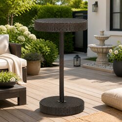 Stylish Brown Poly Rattan Garden Table for Outdoor Dining
