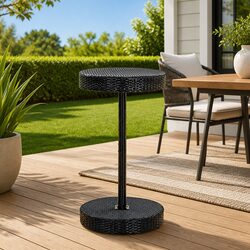 Durable Black Outdoor Dining Table in PE Rattan