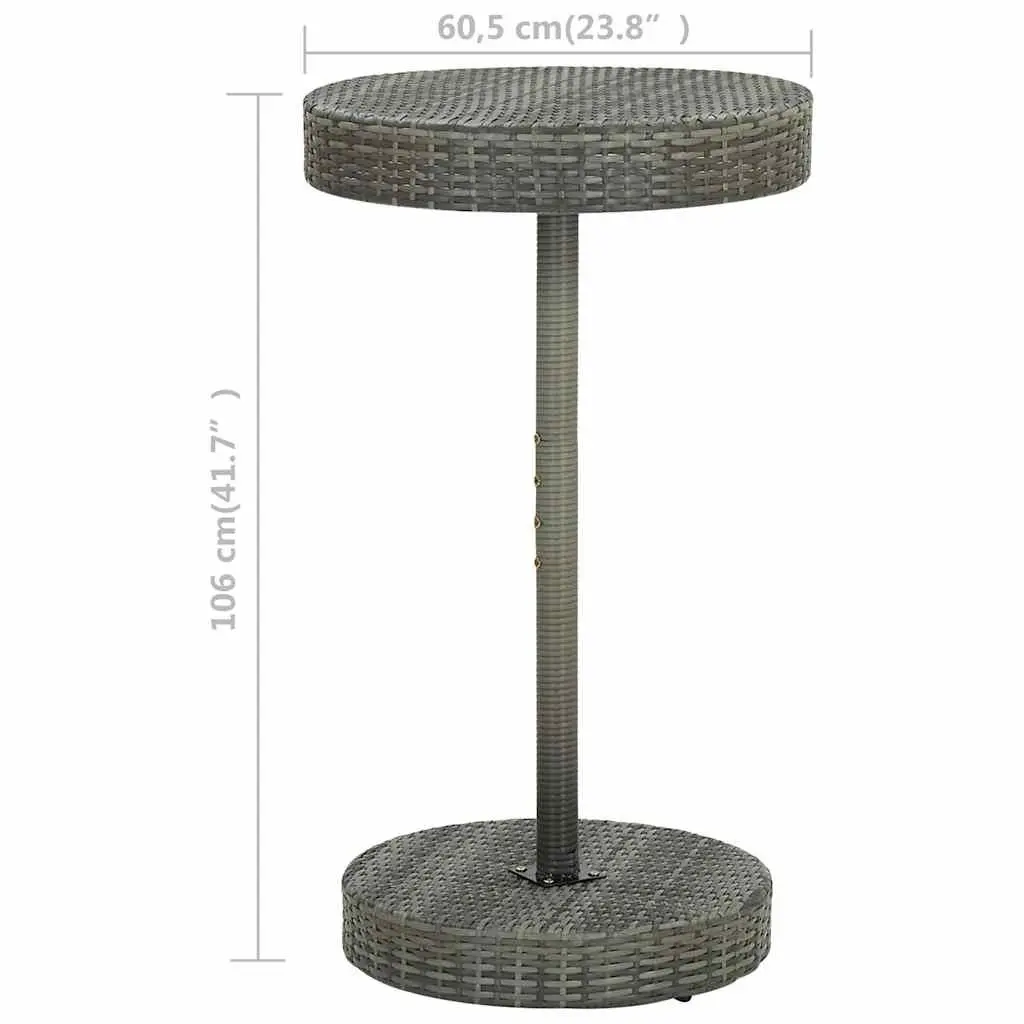 Outdoor Garden Table Poly Rattan Round Grey Steel Frame 60.5 x 106 cm