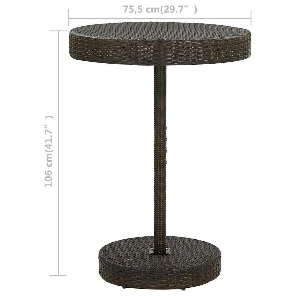 Round Patio Table with Durable Poly Rattan and Steel Frame