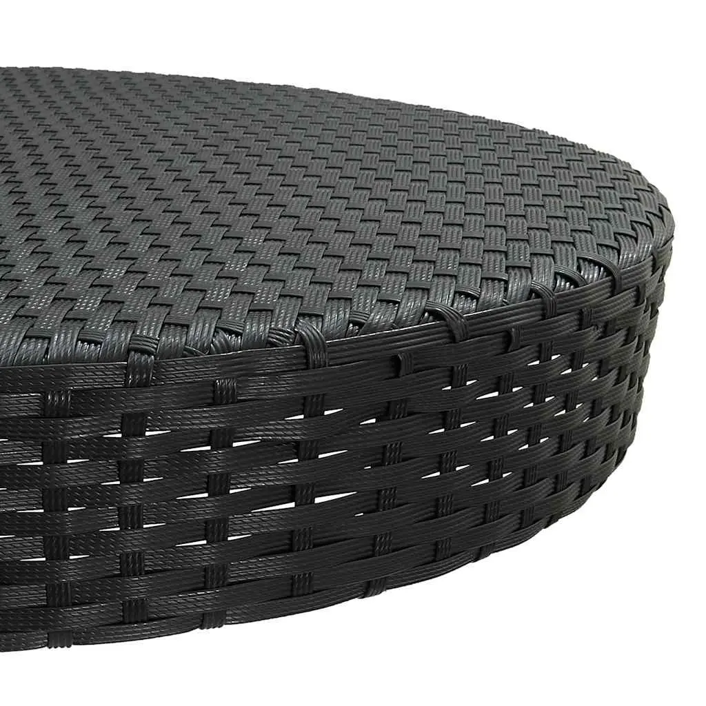 Garden Table PE Rattan Round Black Outdoor Dining Furniture Powder-coated Steel Frame 75.5 x 106 cm