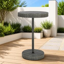 Stylish Grey Poly Rattan Round Dining Table