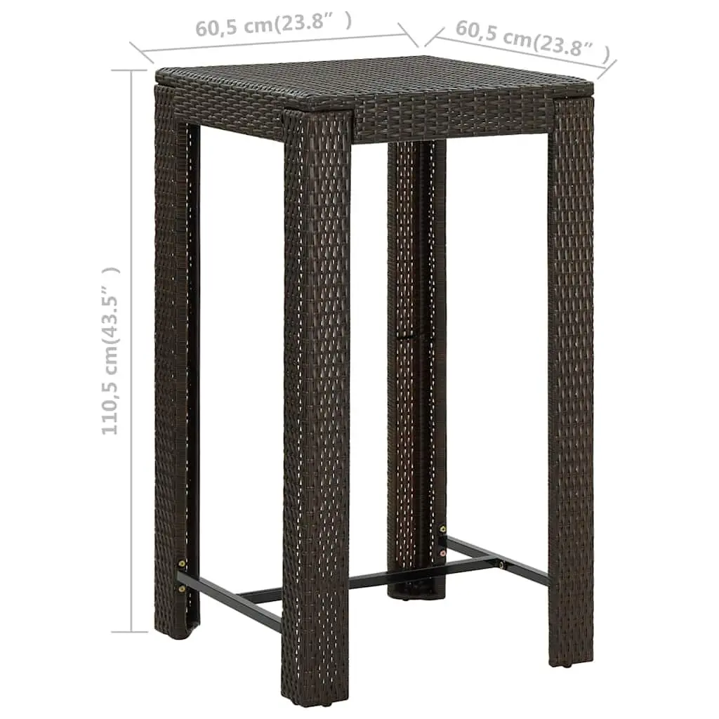 Brown Outdoor Bar Table with Durable Steel Frame 60.5cm