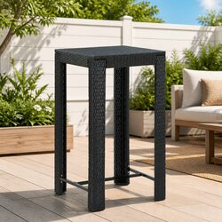 Bar Table Black 60.5x60.5x110.5cm Outdoor Garden Patio Furniture Poly Rattan