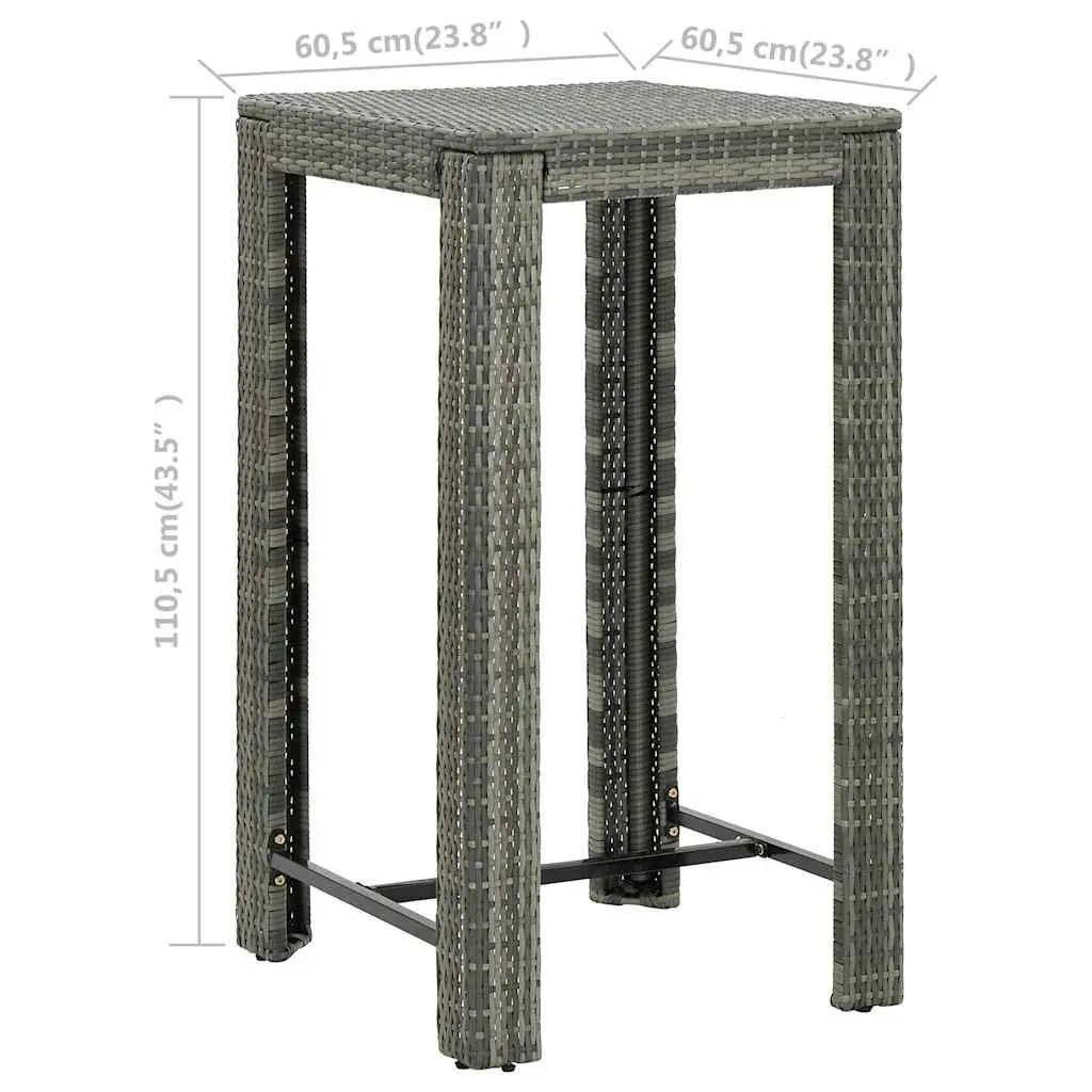 Grey Outdoor Bar Table 60.5x60.5x110.5 cm