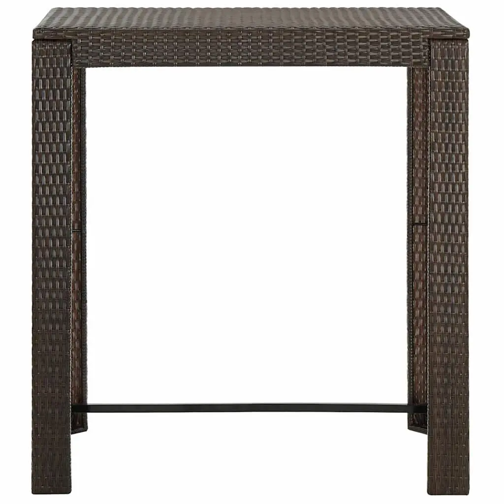 Bar Table Powder-coated Steel PE Rattan Brown 100L x 60.5W x 110.5H cm